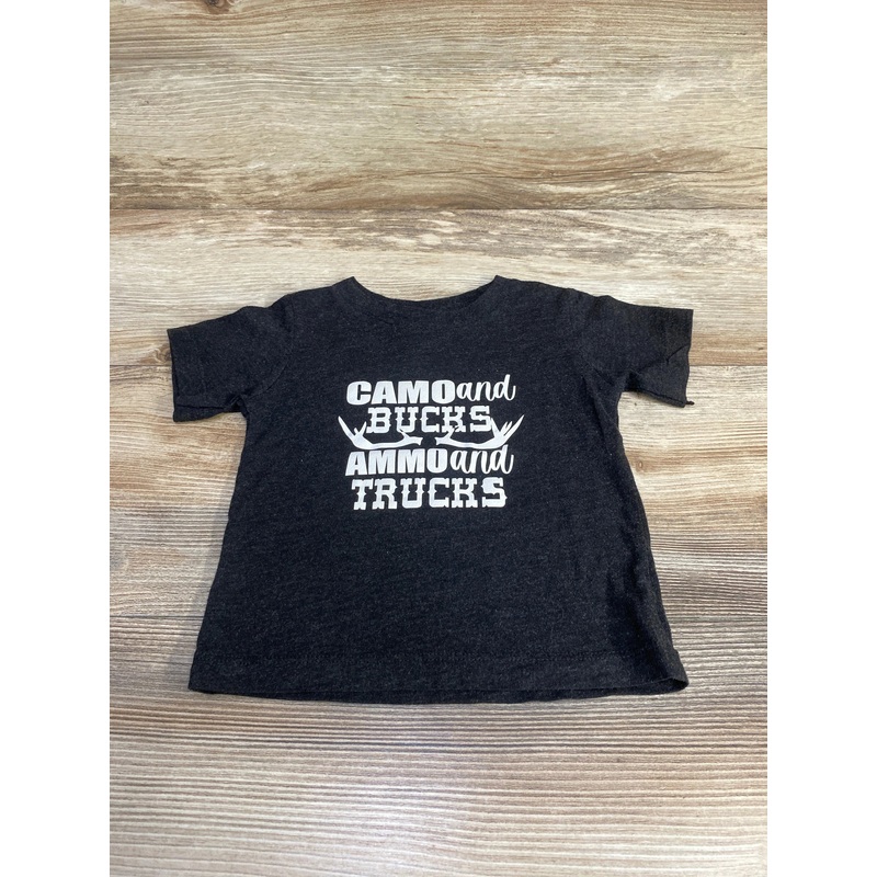 Bella + Canvas Kids Camo and Bucks Shirt sz 12-18m Grey 12m