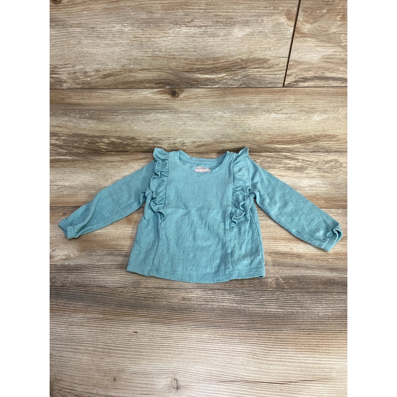 Cat & Jack Ruffle Long Sleeve Shirt Green sz 2T Green 2T
