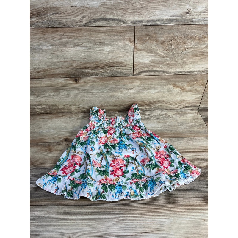 Janie and Jack Smocked Tropical Floral Dress White sz 12-18m White 12m