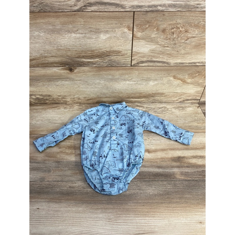 Mick Mack Camping Button Up Bodysuit Blue sz 6-9m Blue 6m