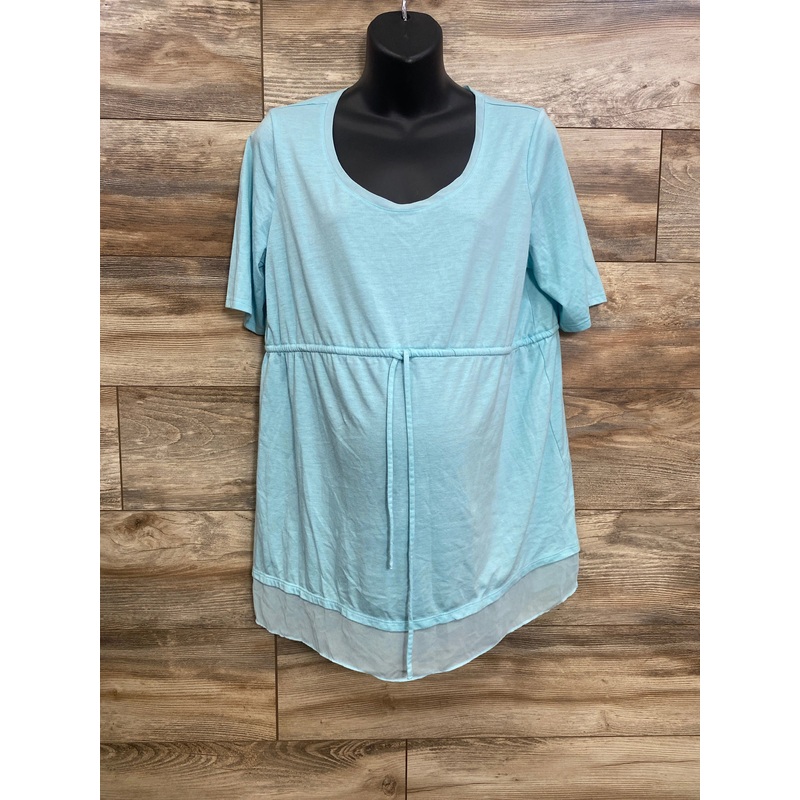 Motherhood Maternity Waist Tie Shirt Blue sz Large Blue Maternity Large