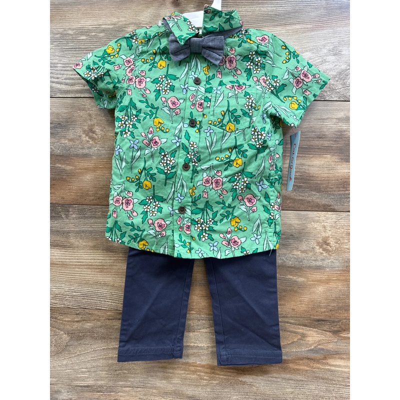 NEW Cat & Jack 3pc Floral Button-Up Set Green sz 18m Green 18m