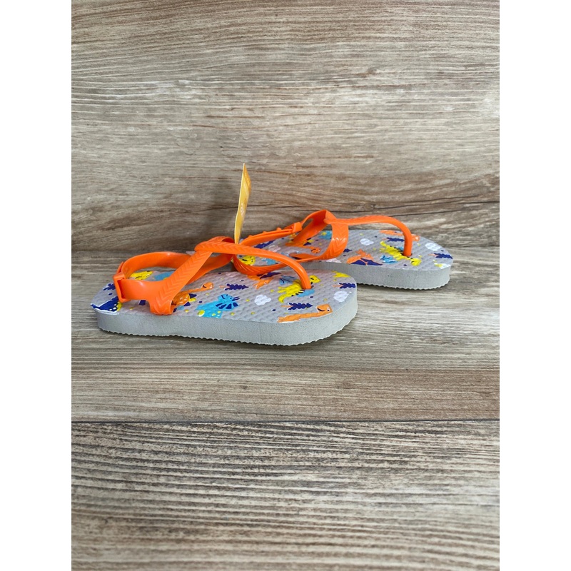 NEW Juncture Flip Flops Dinos, Orange sz 7/8c