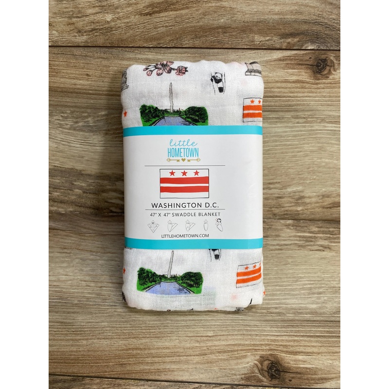 NEW Little Hometown White Swaddle Blanket, Washington D.C.