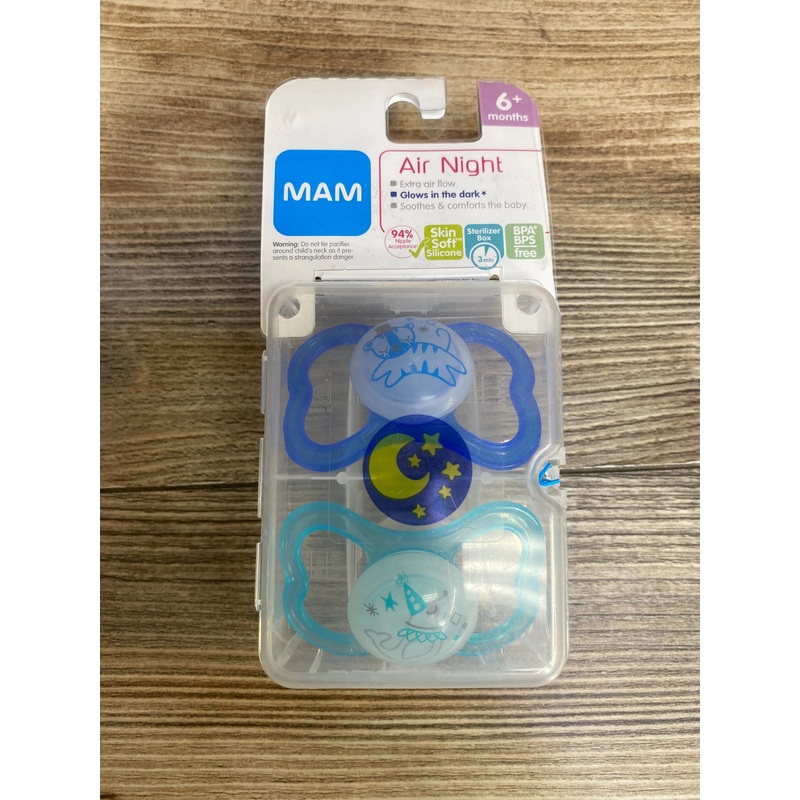 NEW MAM Air Night 2pk Pacifiers 6m+