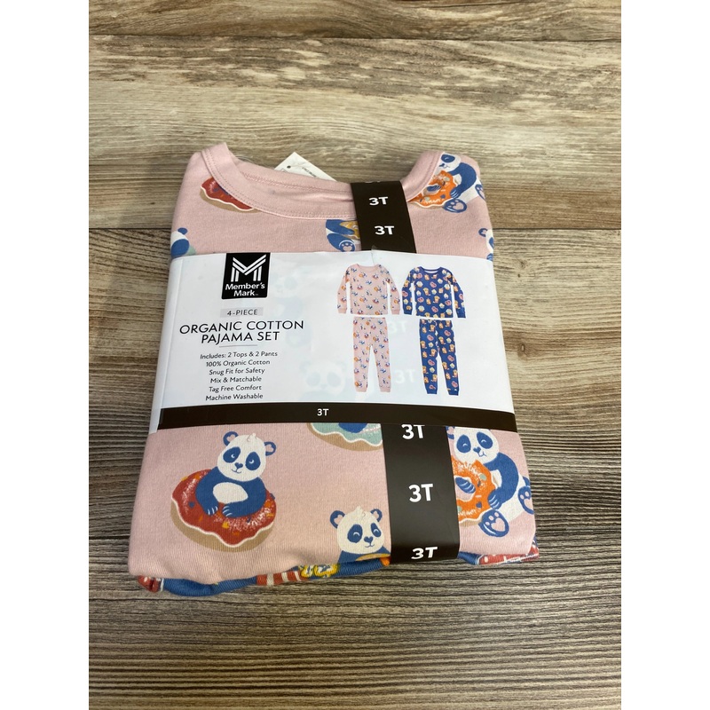 NEW Member’s Mark 4pc Organic Pajama Set sz 3T Pink 3T