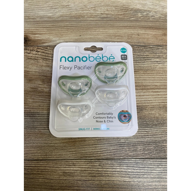NEW Nanobebe Flexy Silicone Pacifiers 4pk, Sage/White