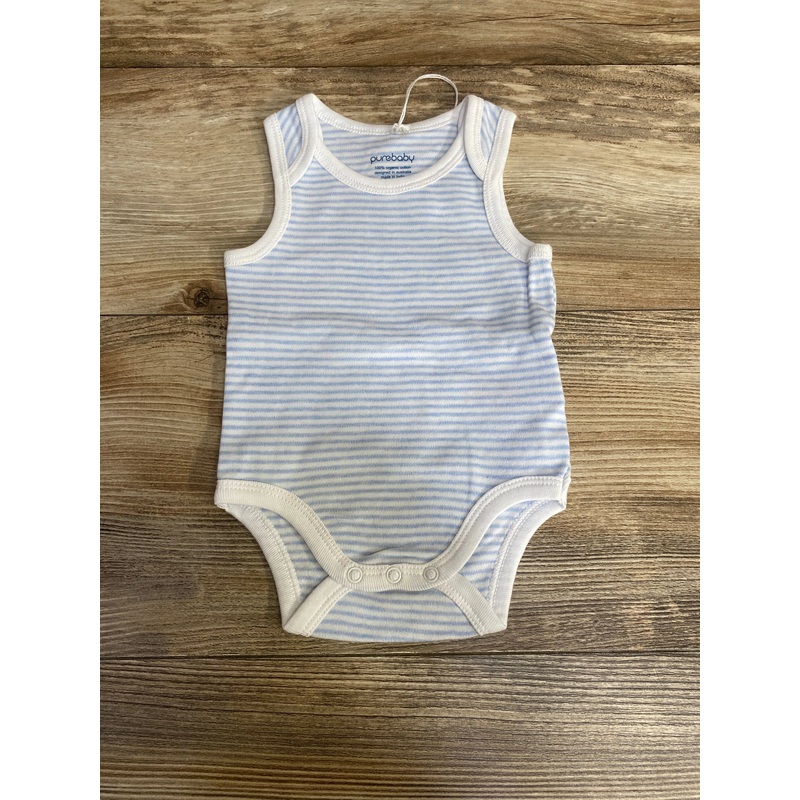 NEW Purebaby Striped Bodysuit Blue sz 0-3m Blue Newborn