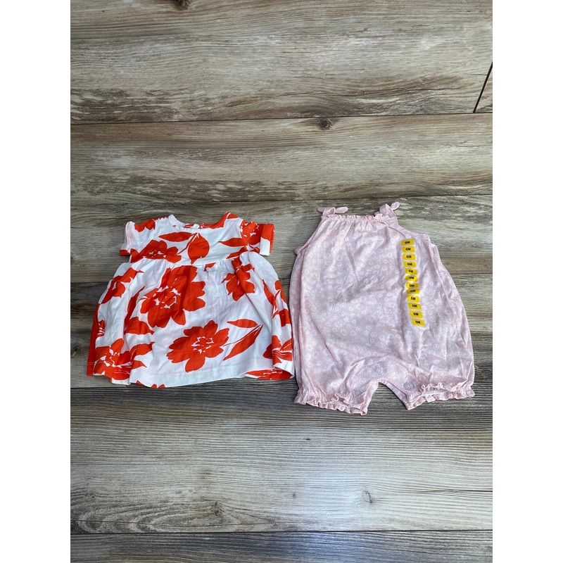 NWOT Carter’s 3pc Floral Dress & Romper Set White/Pink sz 6m Multicolor 6m