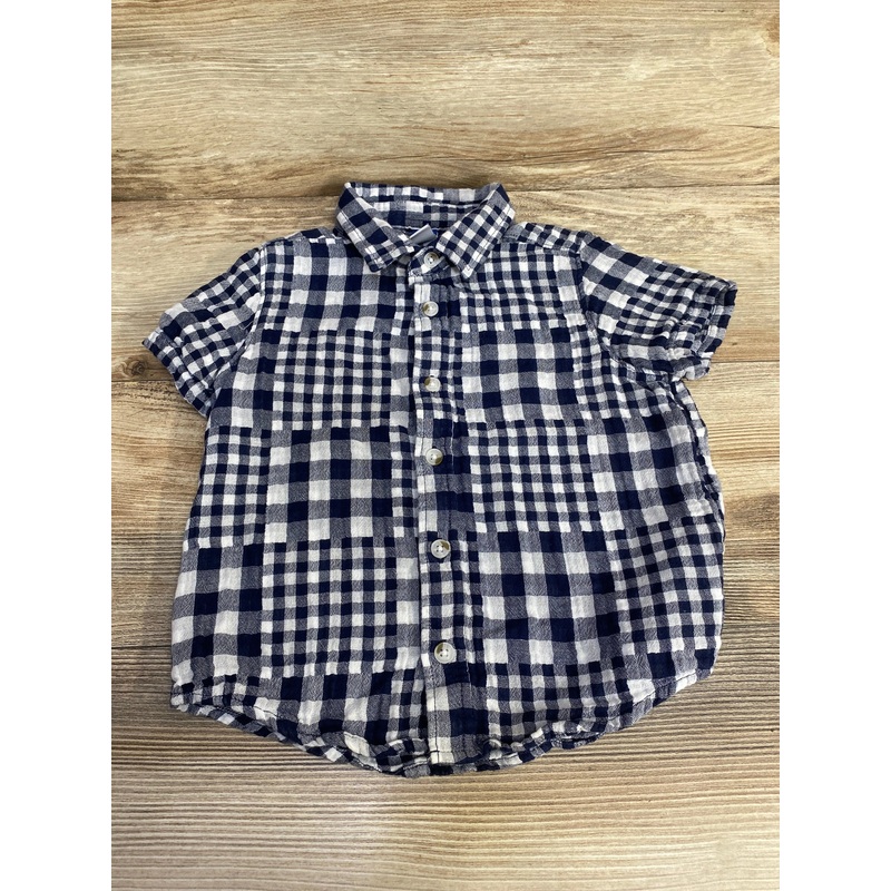 Old Navy Plaid Button-Up Shirt Navy sz 4T Navy 4T