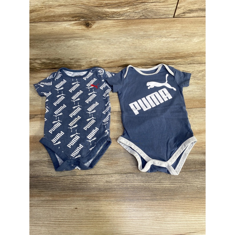 Puma 2pk Bodysuits Blue sz 3-6m Grey 3m