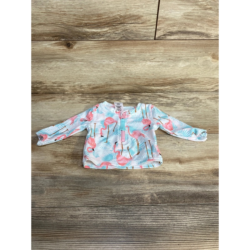 Ruffle Butts Flamingo Rashguard White sz 3-6m White 3m