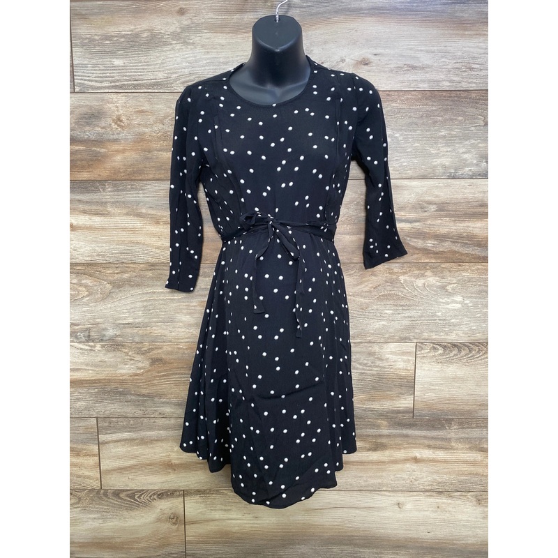 Seraphine Polka Dot Nursing Dress Black sz Small Black Maternity Small