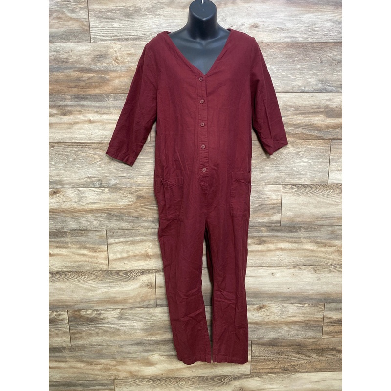 The Nines by Hatch Jumpsuit Burgundy sz Large Red Maternity Large