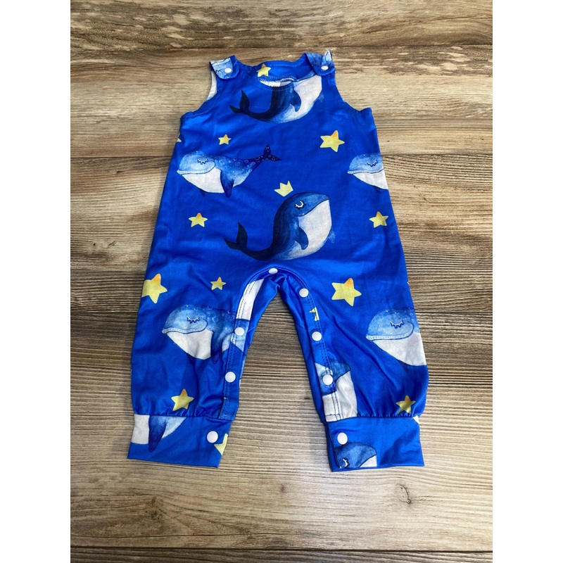 Whale Print Tank Romper Blue sz 1-3m Blue Newborn