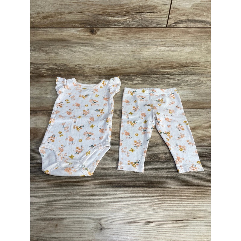 Carter’s 2pc Floral Bodysuit & Pants White sz 6m White 6m