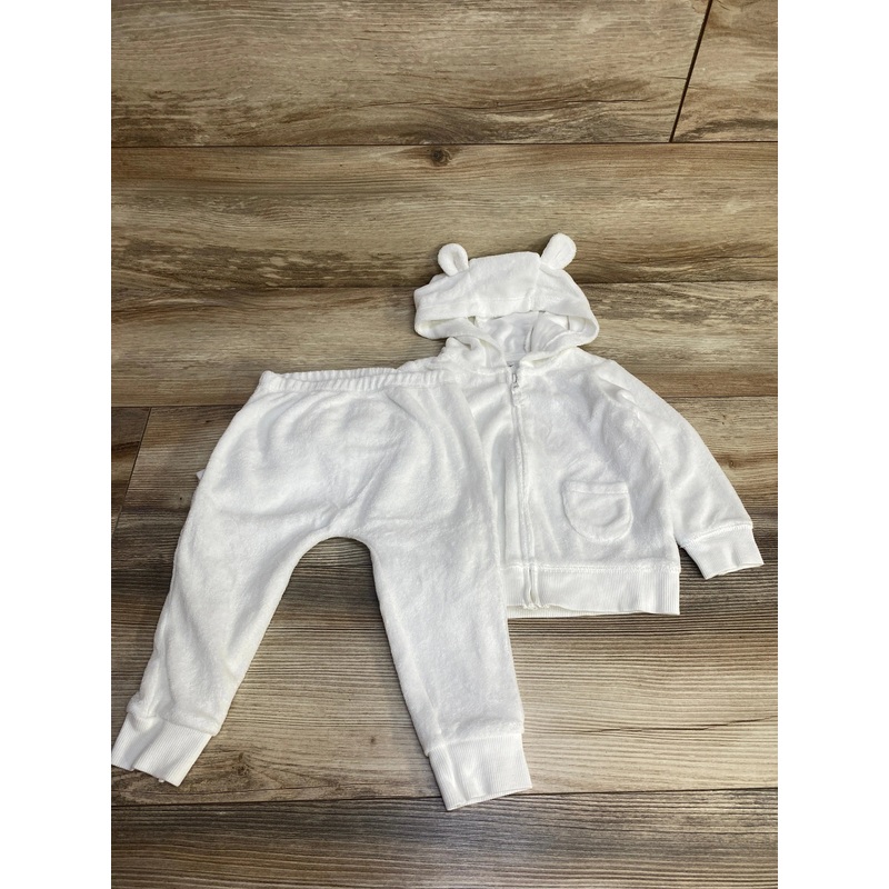Carter’s 2pc Terry Cloth Hoodie & Pants White sz 12m White 12m
