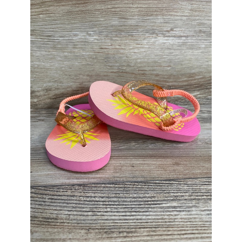 Children’s Place Foil Pineapple Flip Flops sz 6/7c