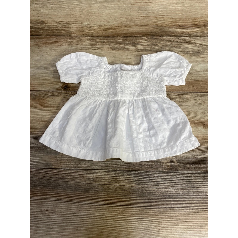 NEW Baby Gap Smocked Puff Sleeve Shirt White sz 0-3m White Newborn