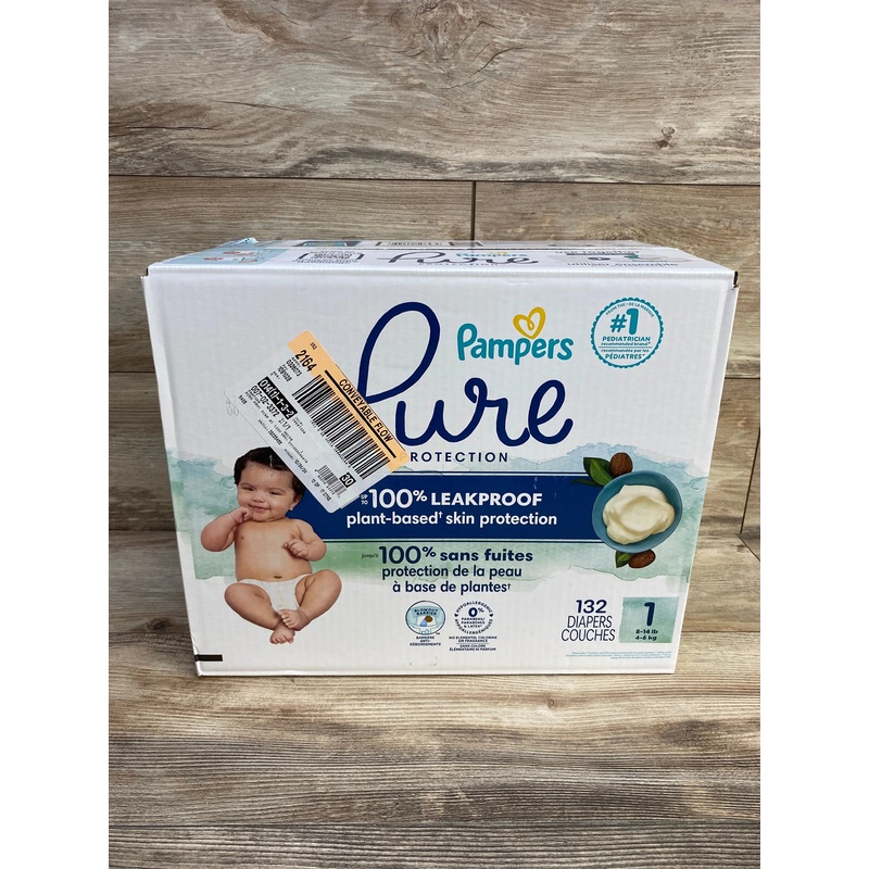 NEW Box of Pampers Pure Protection Diapers, 132ct. Size 1