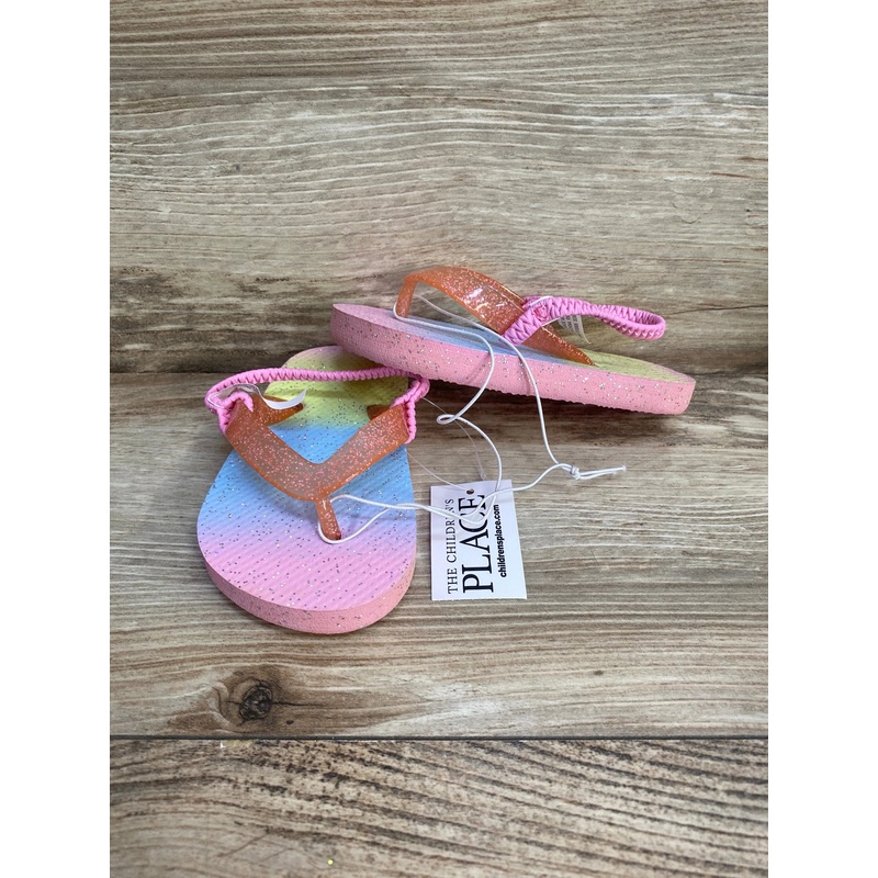 NEW Children’s Place Ombre Pink Glitter Flip Flops sz 6-7c