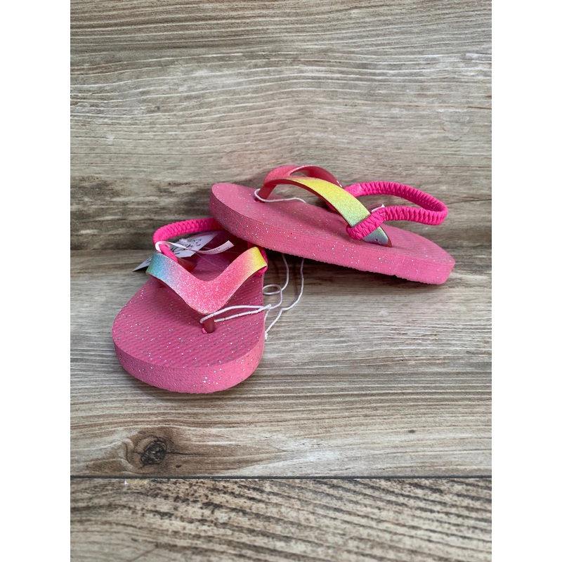 NEW Children’s Place Pink Glitter Flip Flops sz 6-7c