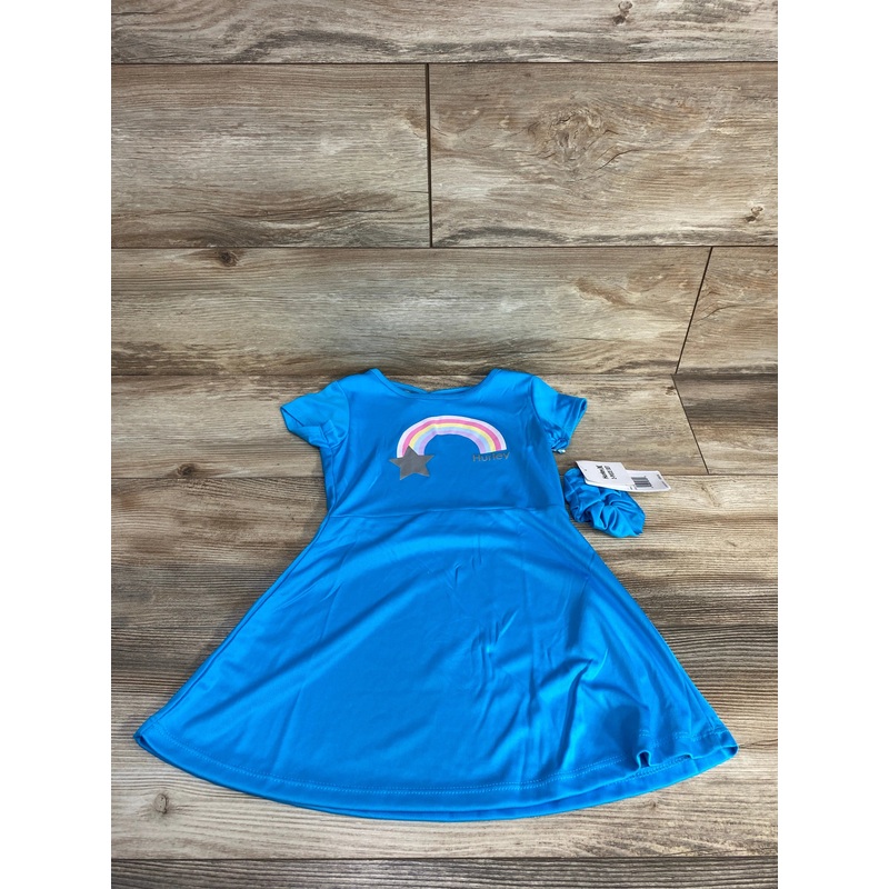 NEW Hurley 2pc Rainbow Dress & Scrunchie Blue sz 4T Blue 4T