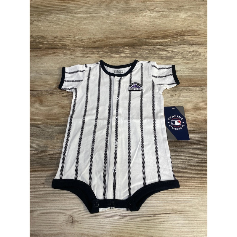 NEW MLB Colorado Rockies Pinstripe Power Hitter Romper sz 12m White 12m