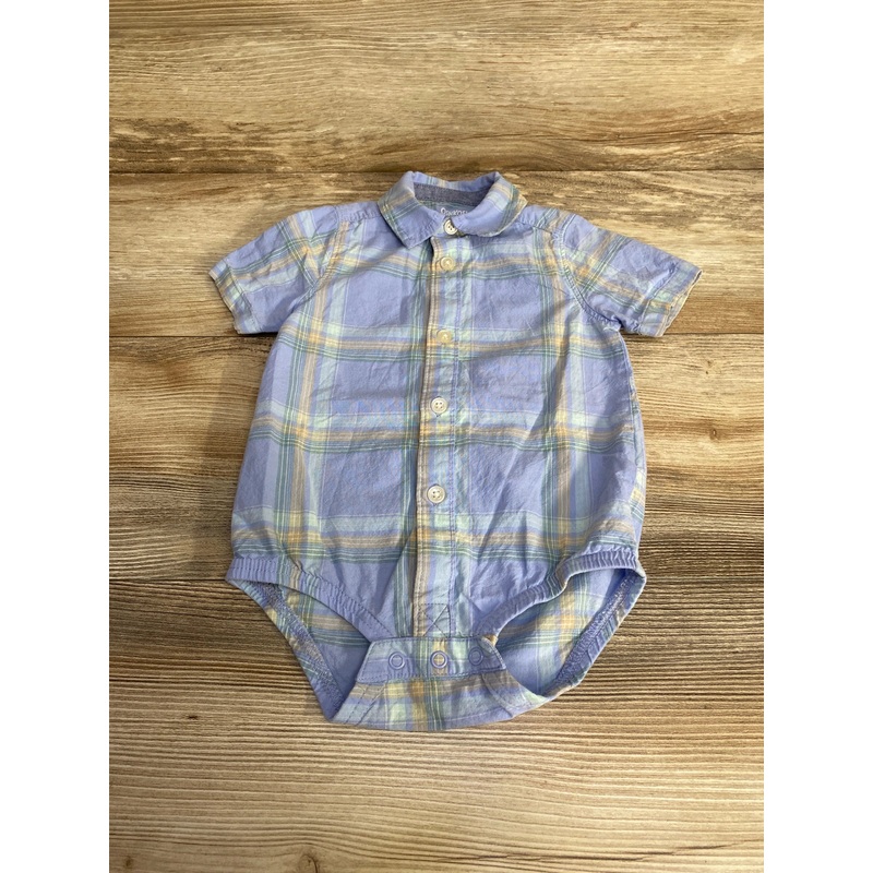 Oshkosh Plaid Button Up Bodysuit Blue sz 12m Blue 12m