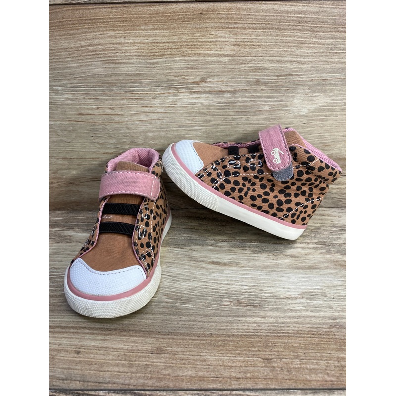 See Kai Run Basics Cheetah Brown High Top Sneakers sz 5c