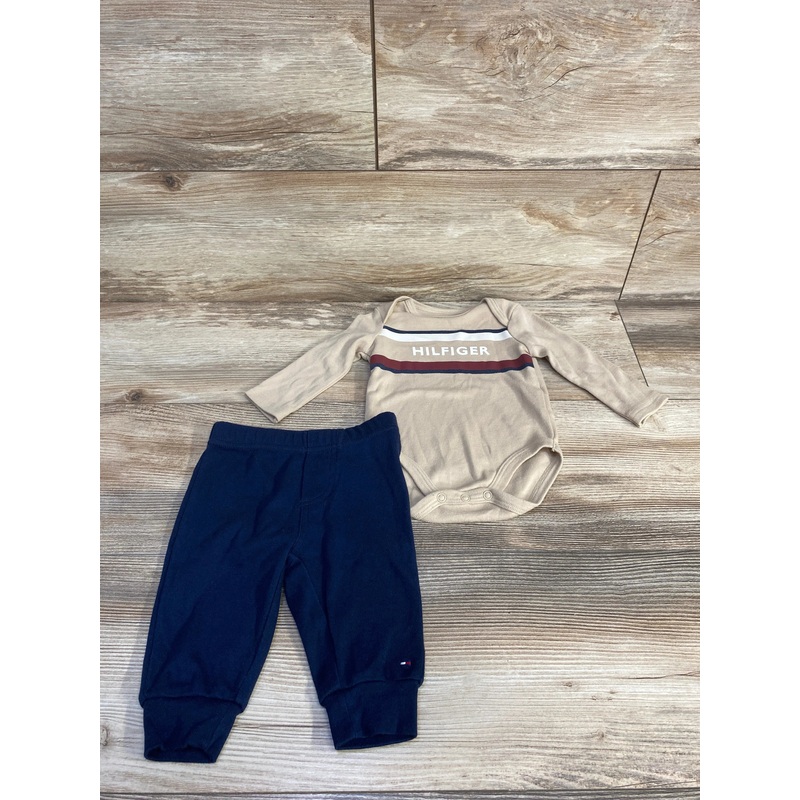 Tommy Hilfiger 2pc Striped Bodysuit & Pants Beige sz 0-3m Beige Newborn