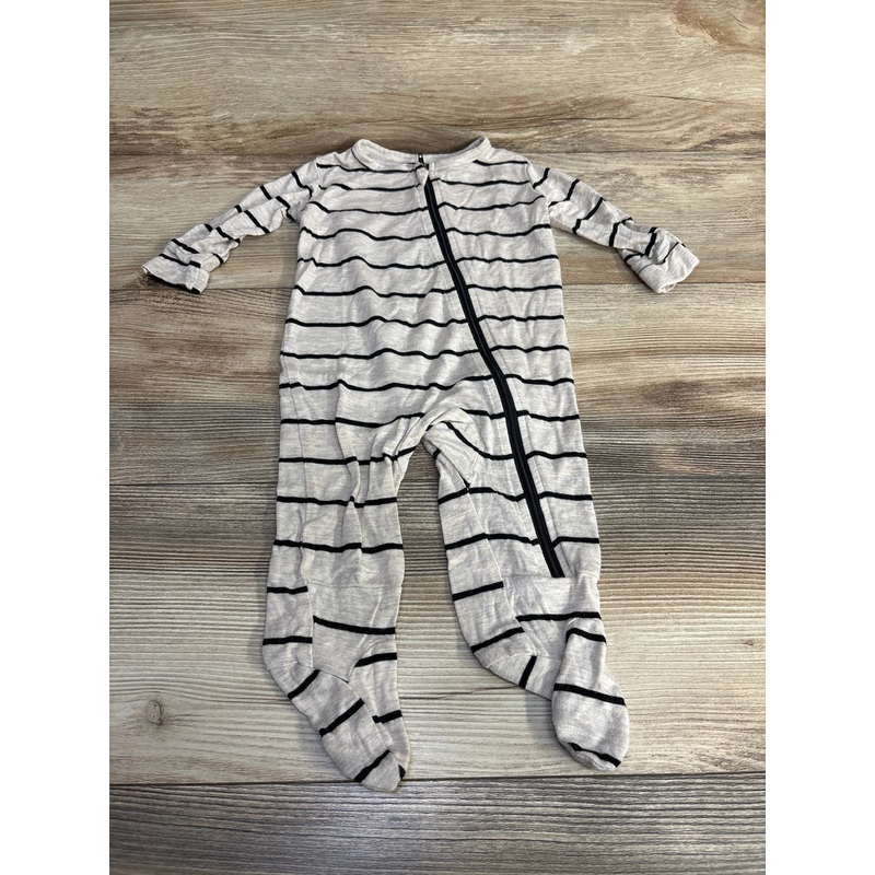 Baby Grey Striped Footie Oatmeal sz 3-6m Oatmeal 3m