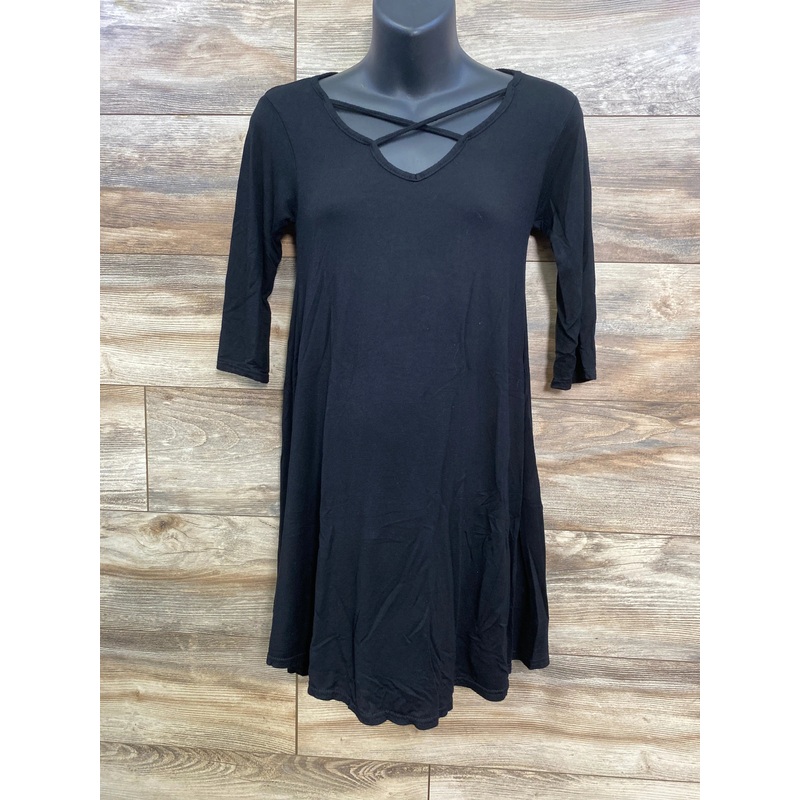 Boohoo 3/4 Sleeve Cross Strap Swing Top Black sz Small Black Maternity Small