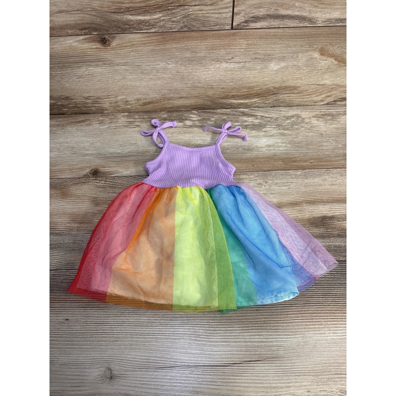 Cat & Jack Ribbed Rainbow Tulle Dress Purple sz 12m Purple 12m