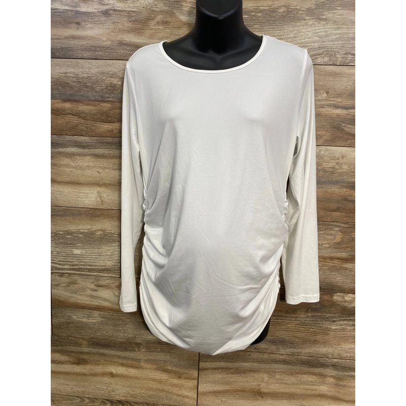 Ekouaer Ruched Shirt White sz XL White Maternity XL