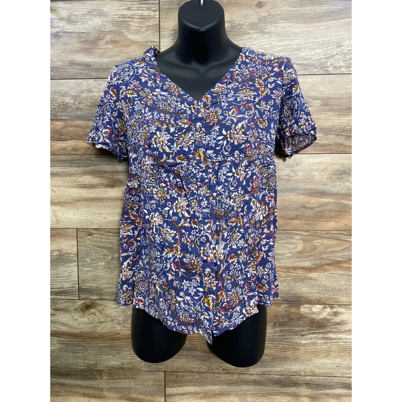 Isabel Maternity Floral Top Blue sz Medium Blue Maternity Medium