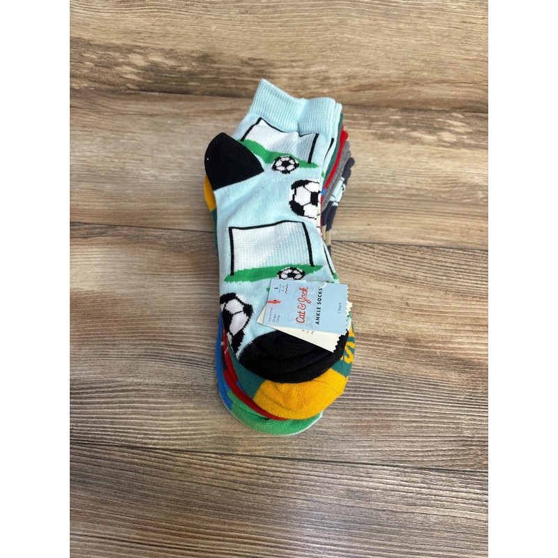 NEW Cat & Jack Boys’ 7pk ‘Sports’ Ankle Socks sz 3-10Y Shoe