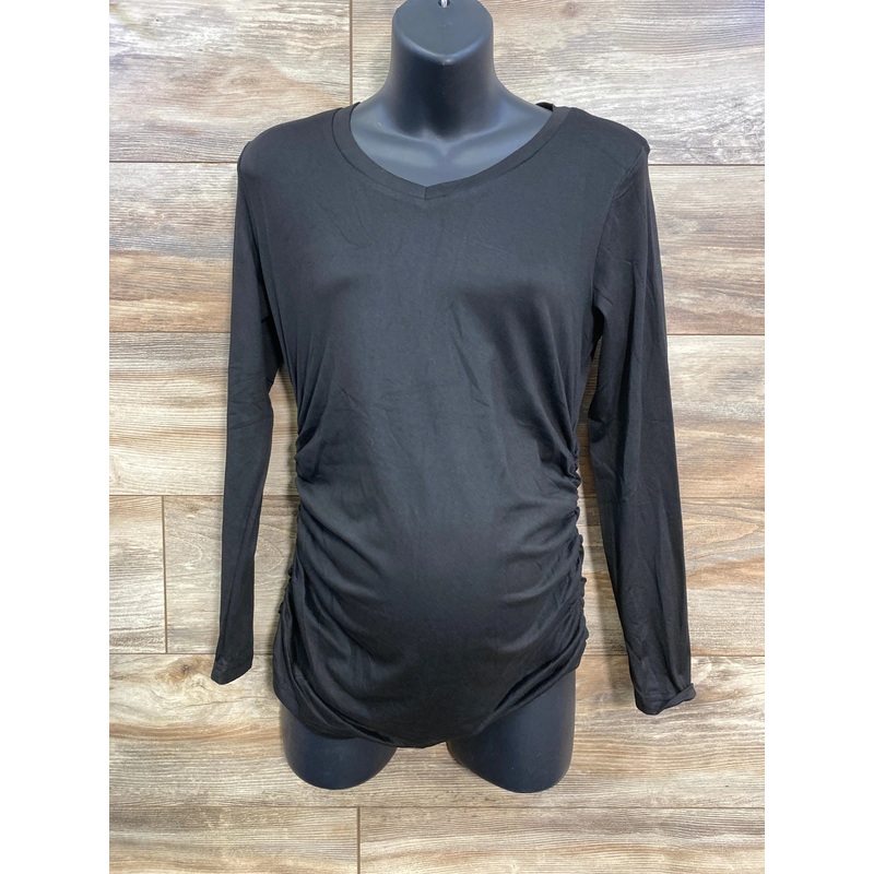 NEW Ekouaer Long Sleeve Ruched Shirt Black sz Medium Black Maternity Medium