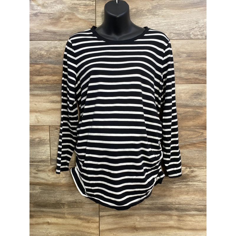 Old Navy Maternity Striped Ruched Shirt Black sz XL Black Maternity XL