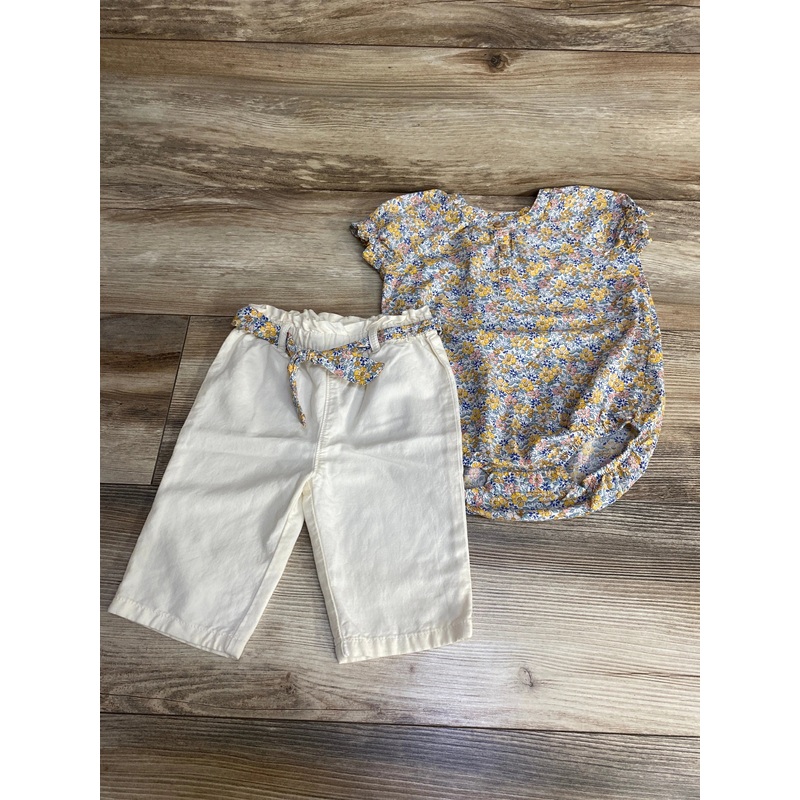 Oshkosh 2pc Floral Bodysuit & Pants White sz 9m White 9m