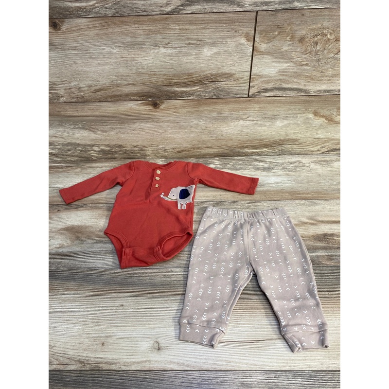 Pekkle 2pc Henley Bodysuit & Pants sz 6m Red 6m