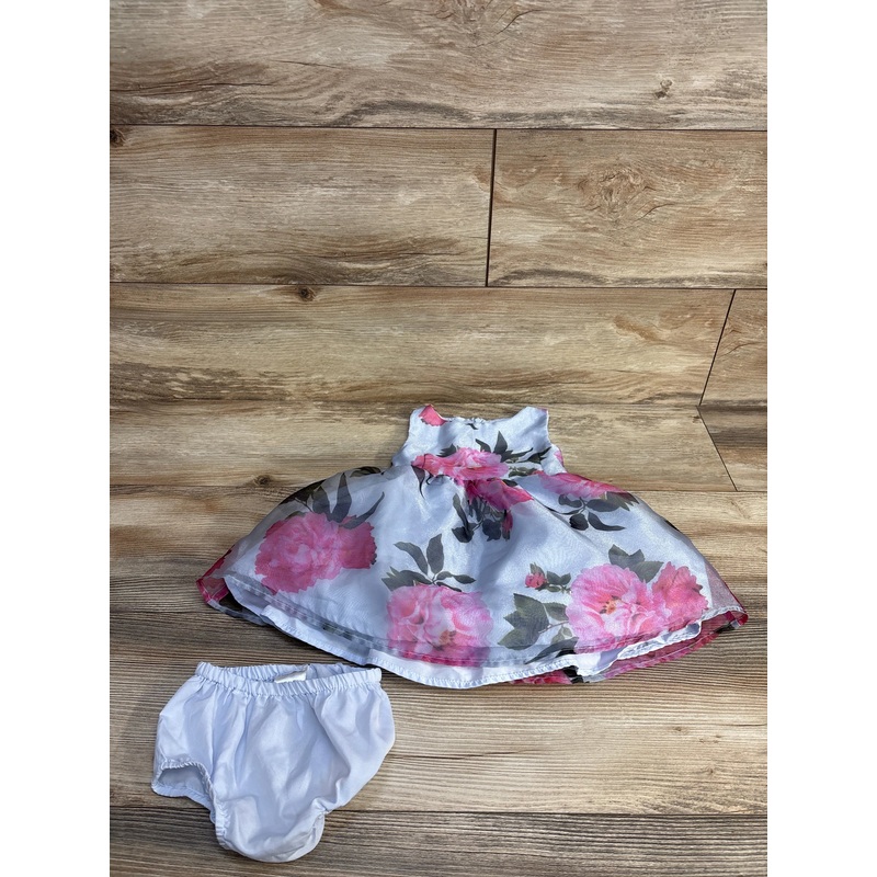 Pippa & Julie 2pc Floral Dress & Bloomers Blue sz 12m Blue 12m