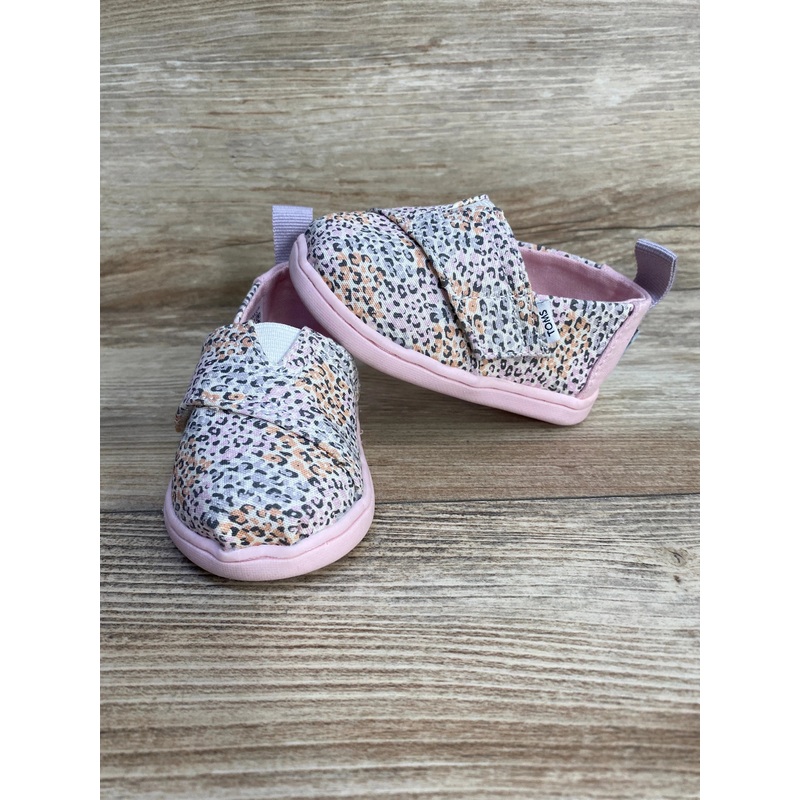 Toms Tiny Alpargata Pink Leopard sz 4c