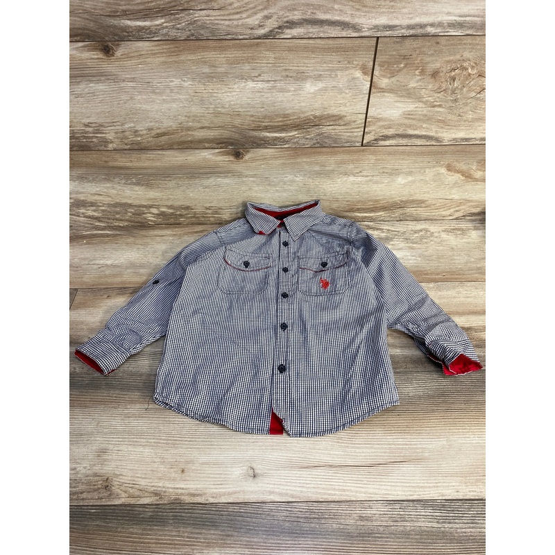 U.S. Polo Assn. Plaid Button-Up Shirt Black sz 5T Black 5T