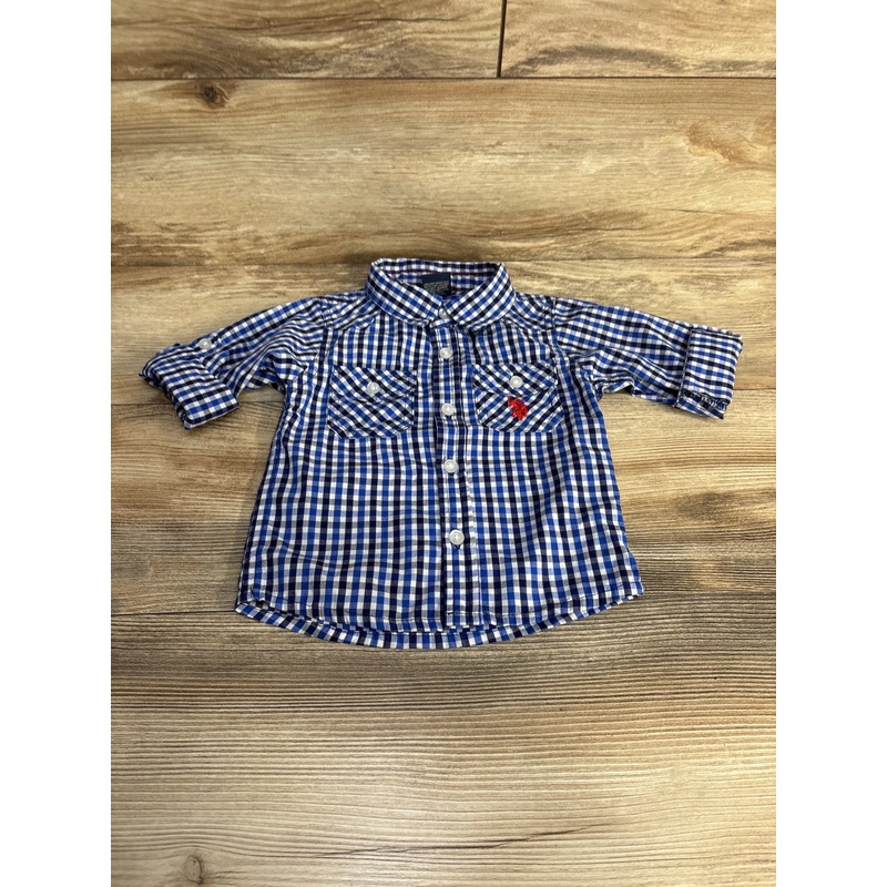 U.S. Polo Assn. Plaid Button-Up Shirt Blue sz 18m Blue 18m