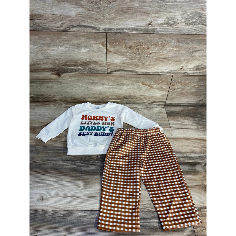 2pc Mommy’s Little Man Sweatshirt & Pants White sz 6-12m White 6m