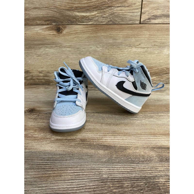 Air Jordan 1 Mid SE TD ‘White Ice Blue’ Sneakers sz 8c
