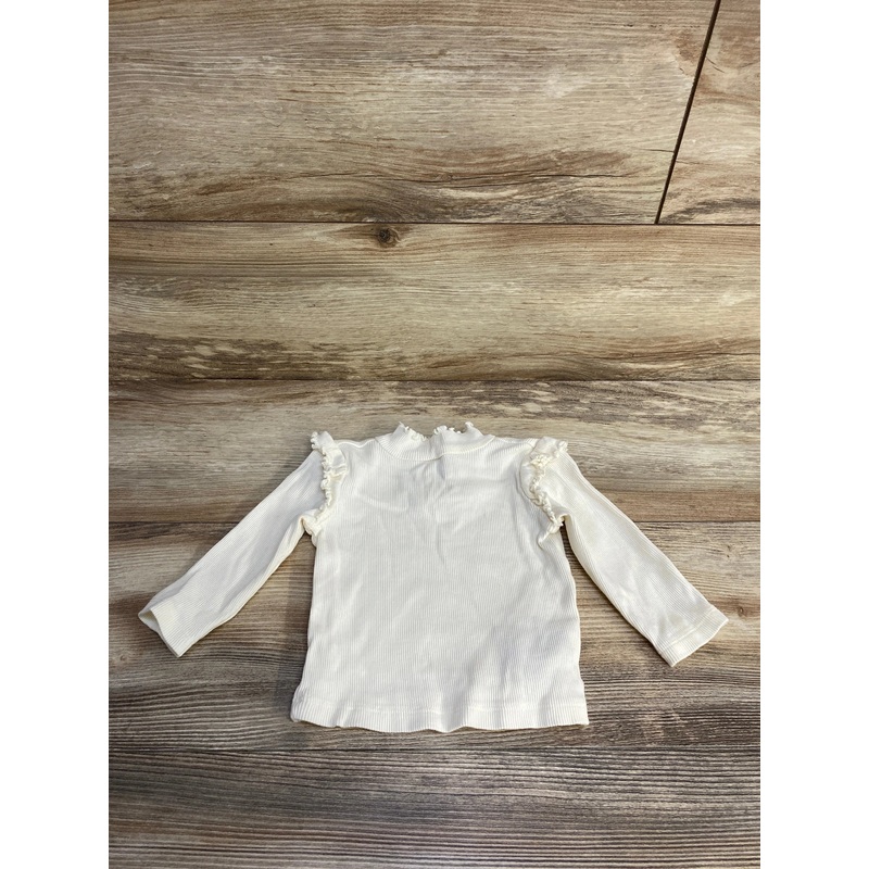 Baby Gap Ribbed Lettuce Trim Shirt White sz 6-12m White 6m