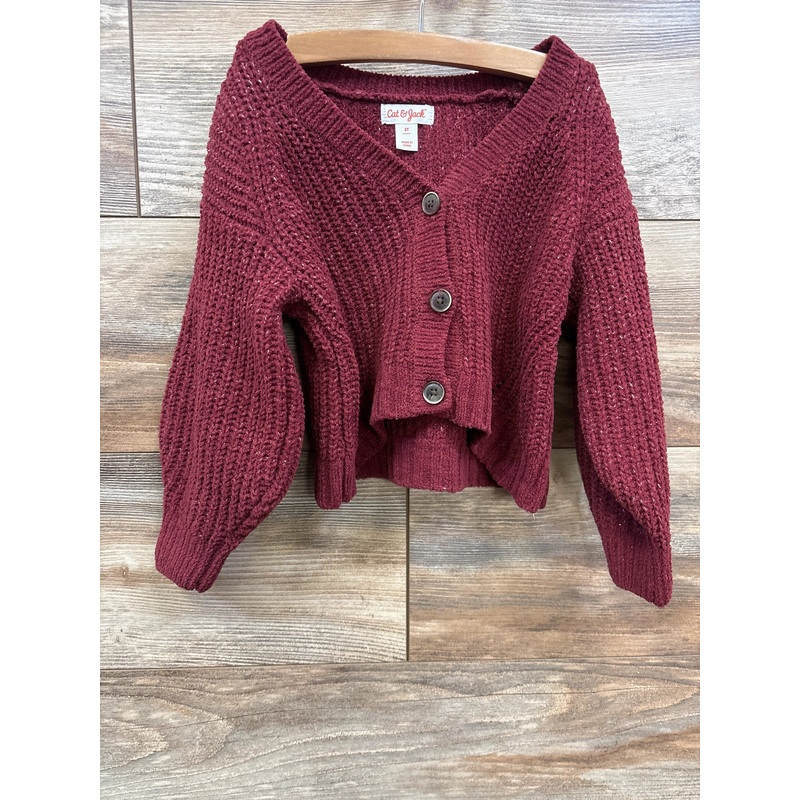 Cat & Jack Chenille Knit Cardigan Burgundy sz 3T Burgundy 3T