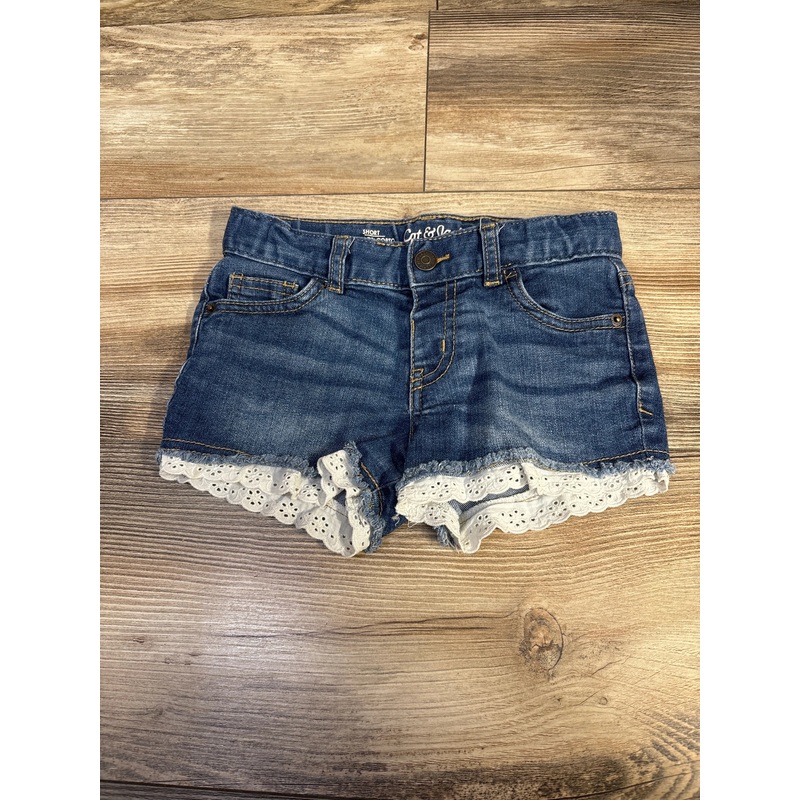 Cat & Jack Eyelet Trim Denim Shorts Blue sz 4T Blue 4T